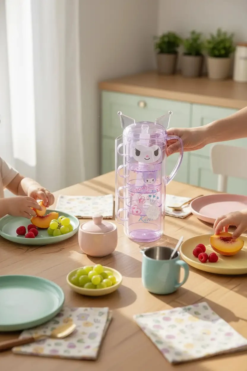 Sanrio Lisanslı Sürahi ve İstiflenebilir Bardak Seti (1400mL)