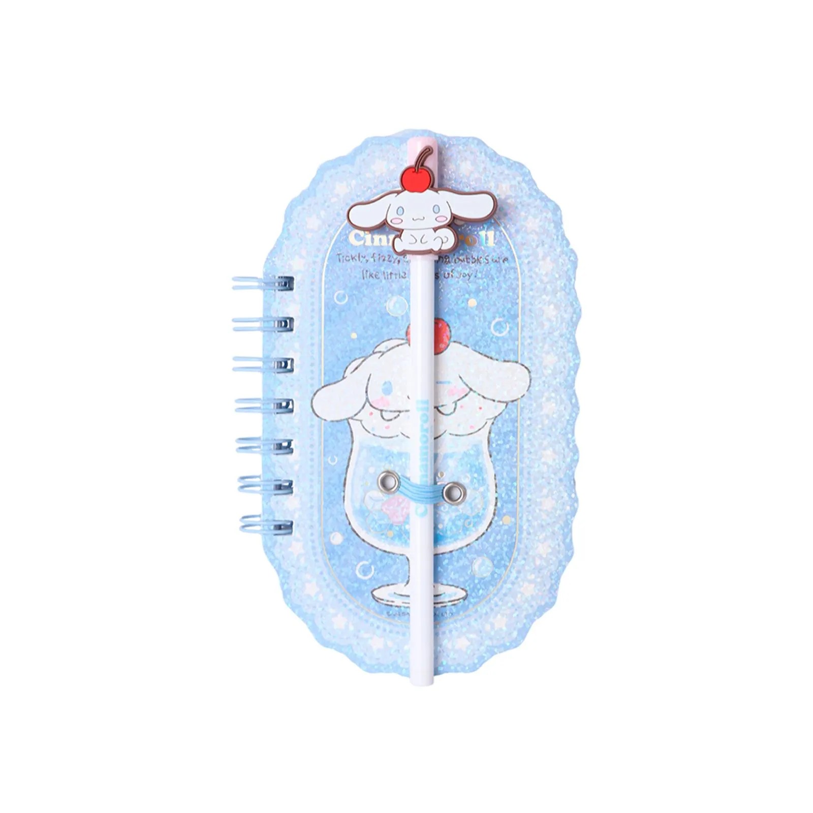 Sanrio Lisanslı Renkli Yaz Serisi Pipetli Kalem Figürlü Telli Defter - Cinnamoroll