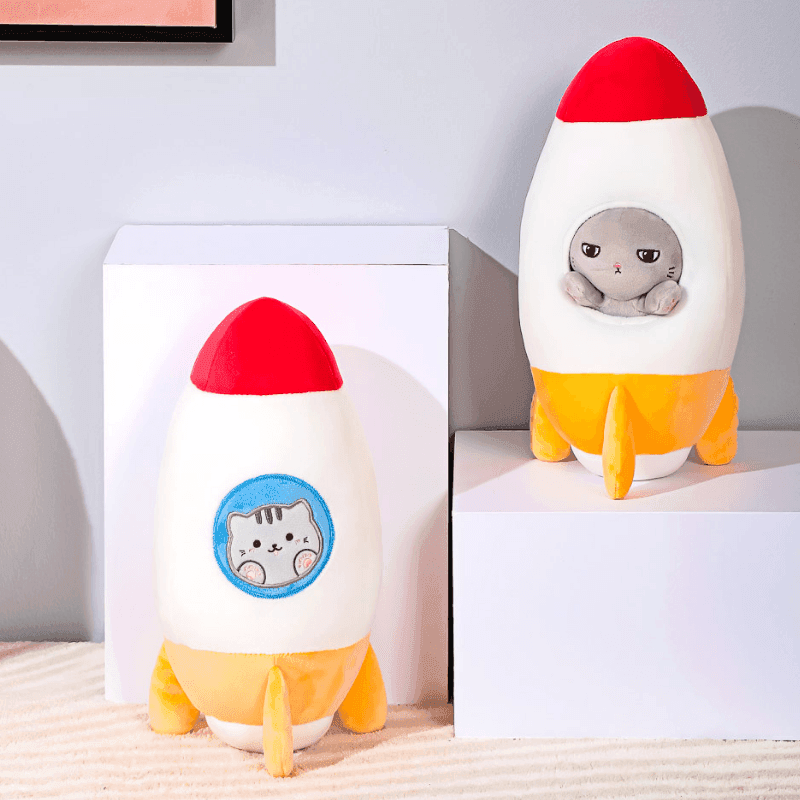 Yavru Kedi ile Uzay Serisi Roket Peluş Oyuncak 30 cm