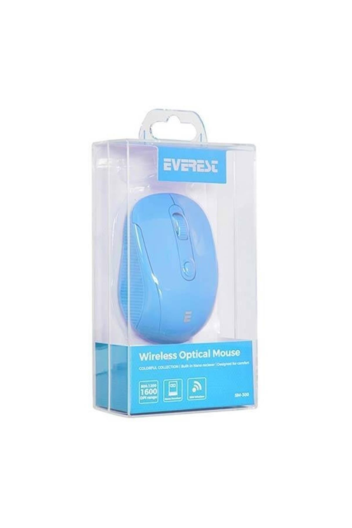 Everest Sm-300 Usb 4D Optik Pilli Kablosuz Mouse - Mavi