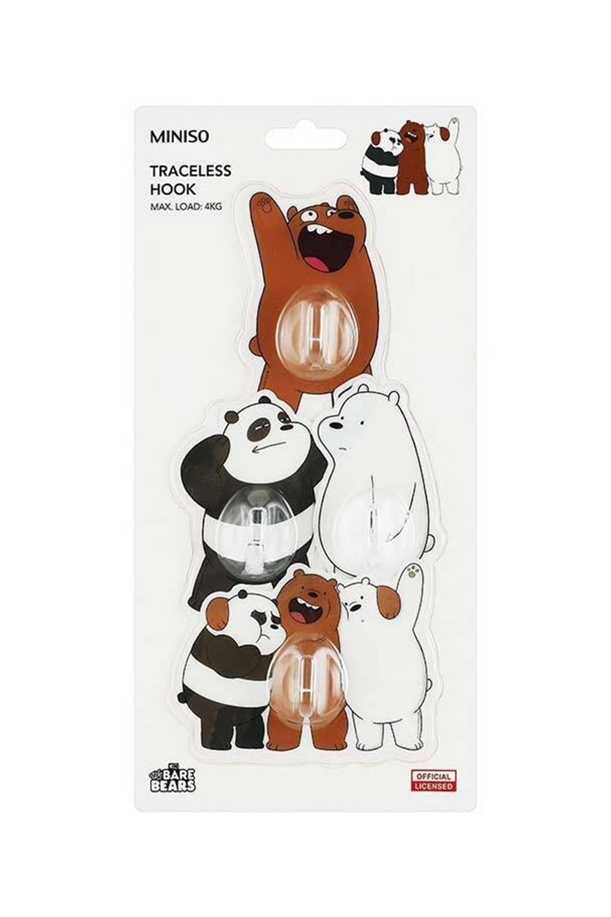 4'Lü We Bare Bears Yapışkanlı Kanca