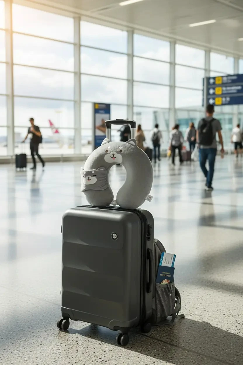 Sevimli Hayvan Serisi Uyku Gözlüklü Hafızalı Boyun Yastığı