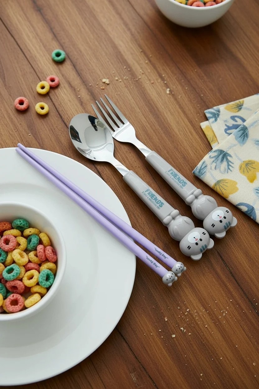 Figürlü Çatal Kaşık Chopstick Seti