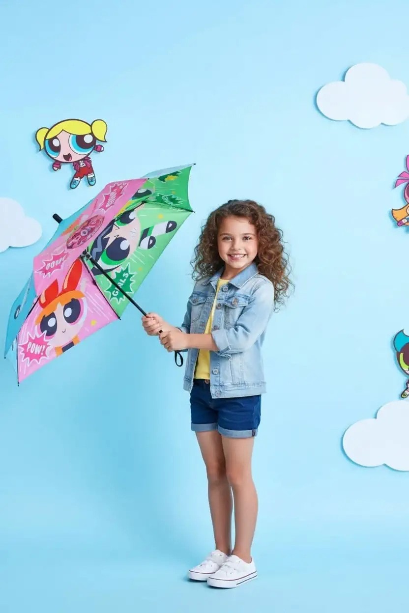Powerpuff Girls Lisanslı Gümüş Kaplamalı Güneş Şemsiyesi