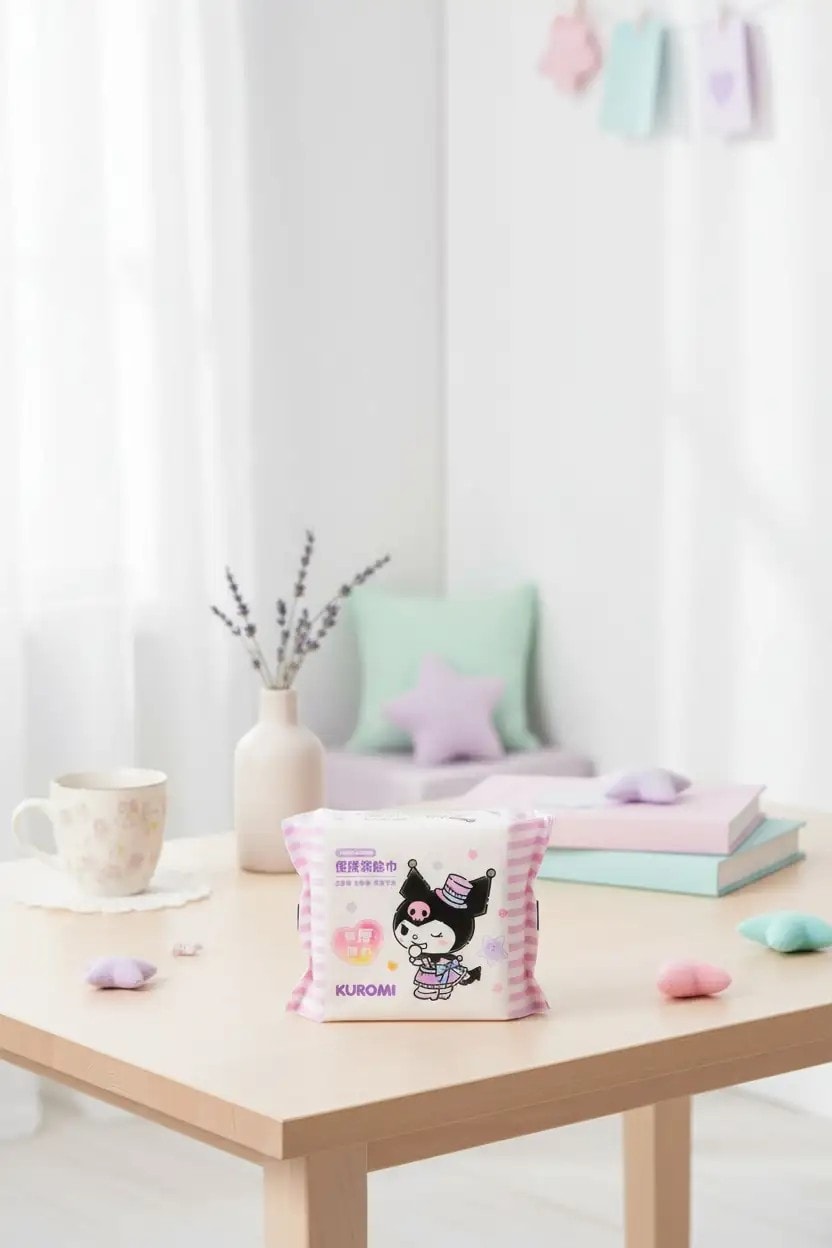 Sanrio Lisanslı Kuromi İnci  Dokulu Kuru Mendil (25 Mendil)
