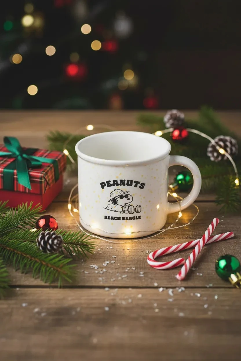 Snoopy Lisanslı Sırlanmış Seramik Kupa 320 ml (Sarı)