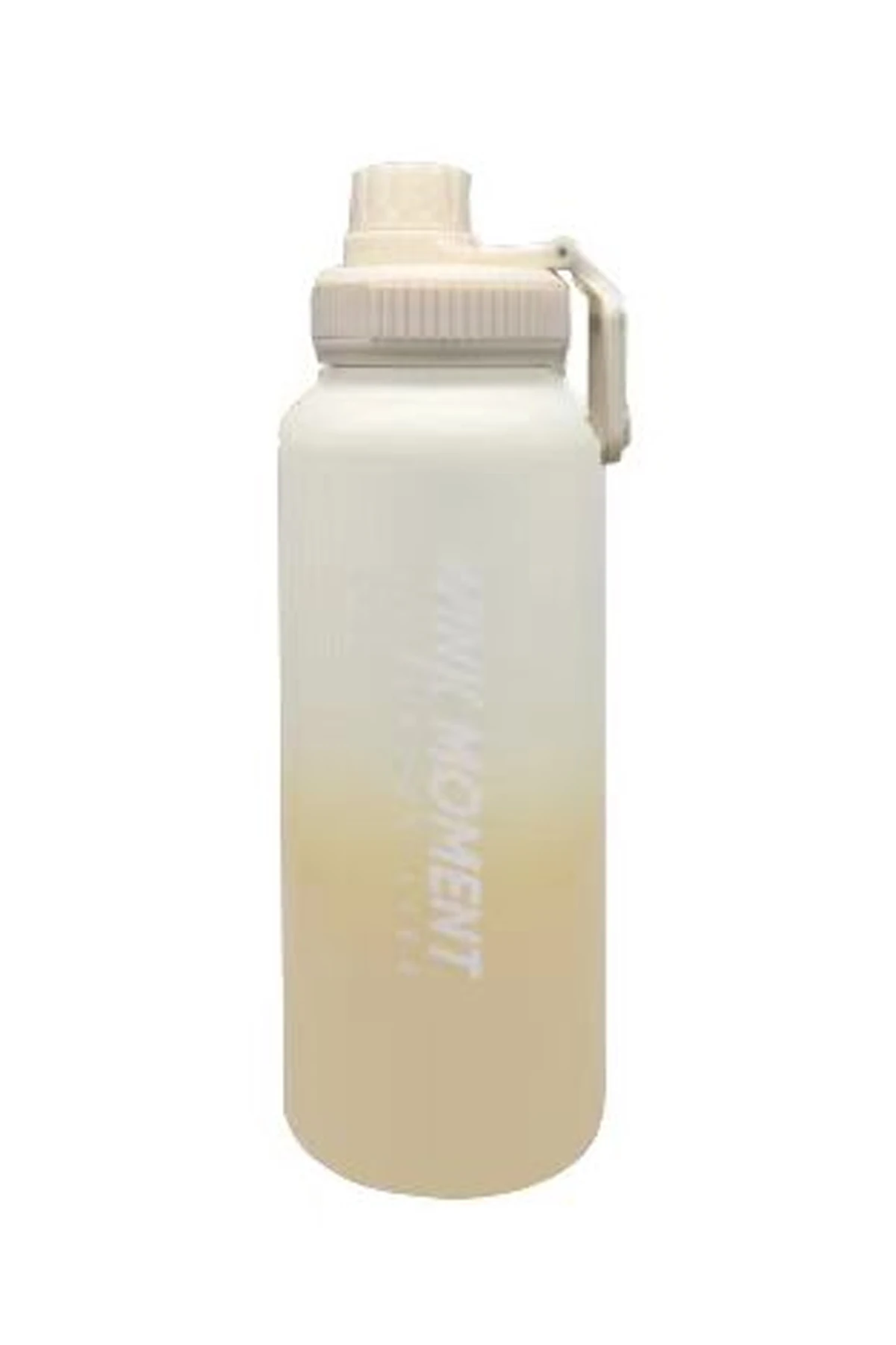 Miniso Lisanslı Turuncu Beyaz Gradyan Termos 950 mL – Tutacaklı Tasarım