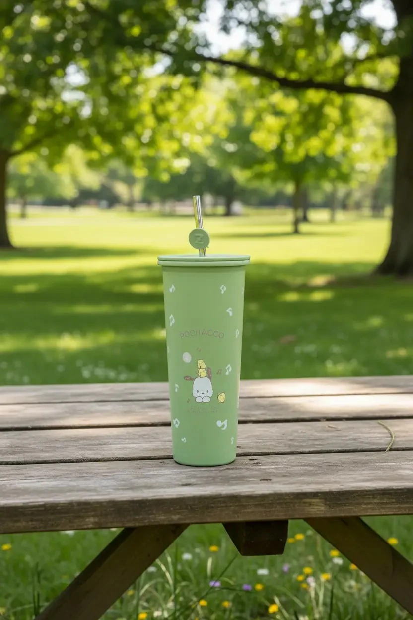 Sanrio Lisanslı Pipetli Paslanmaz Çelik Matara Pochacco 800 ml