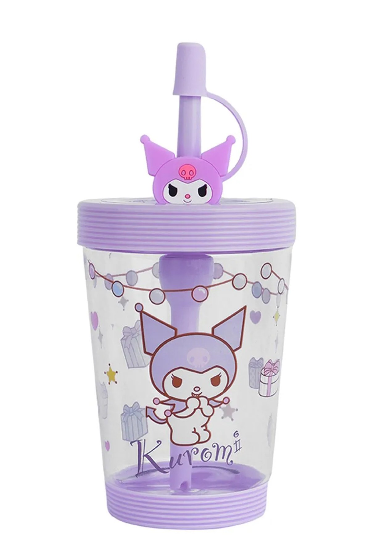 Sanrio Lisanslı Pipetli Plastik Şişe (535ml) - Kuromi