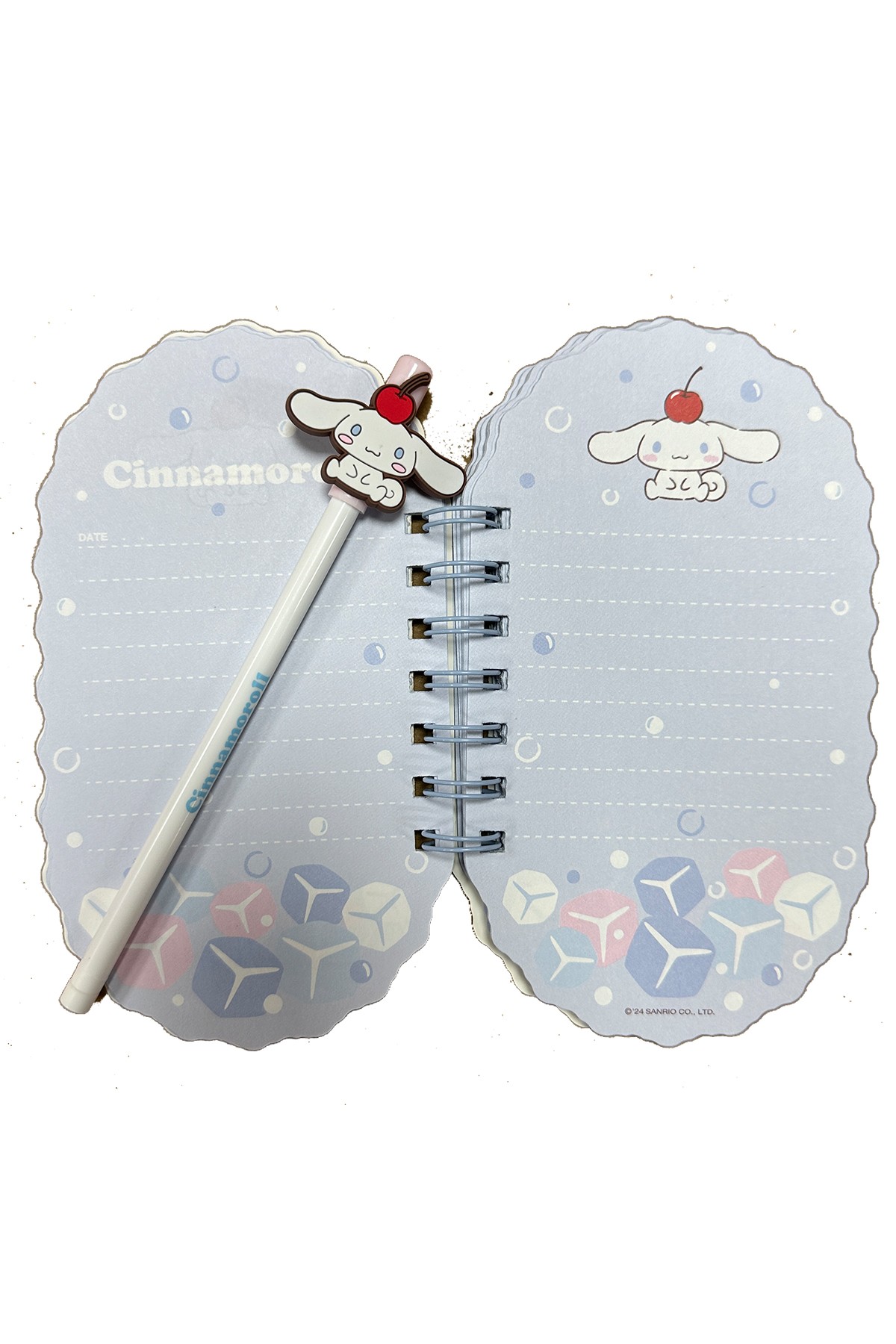 Sanrio Lisanslı Renkli Yaz Serisi Pipetli Kalem Figürlü Telli Defter - Cinnamoroll