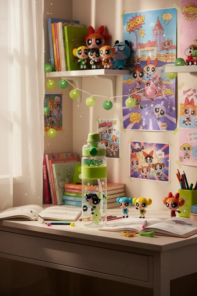 Powerpuff Girls Lisanslı Büyük Kapasiteli Plastik Şişe 1100 Ml - Buttercup