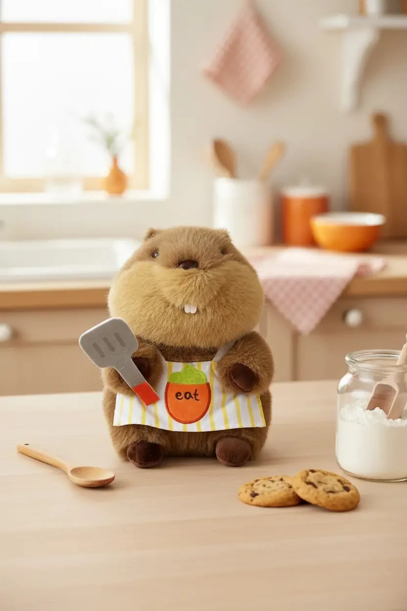 Miniso Lisanslı Marmot Peluş Oyuncak – Önlük Detaylı Yumuşak 20 Cm