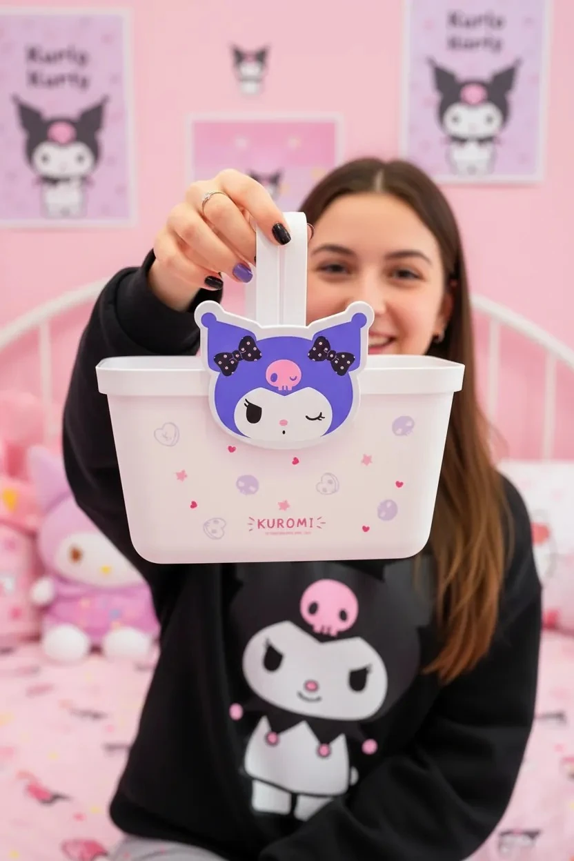 Sanrio Lisanslı Saplı Mor Sepet (Kuromi)