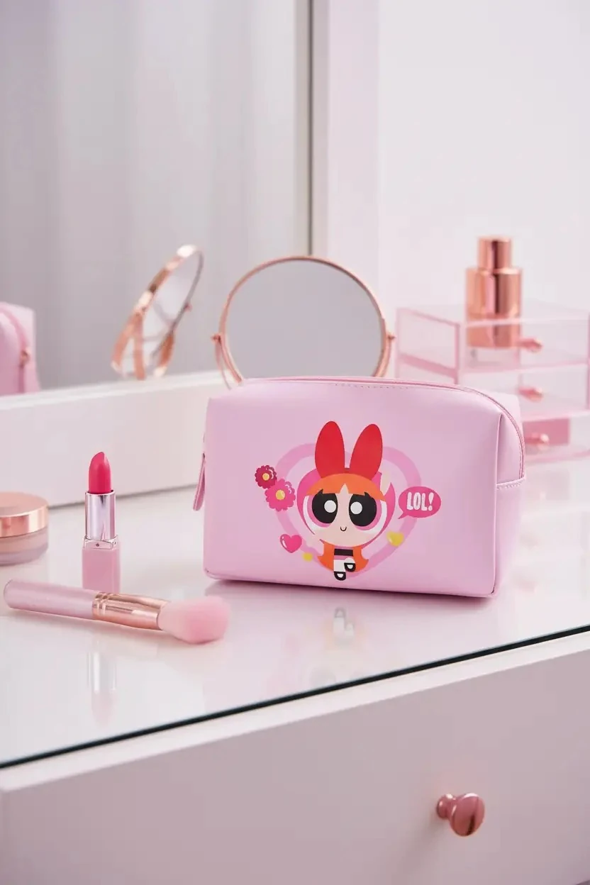 Powerpuff Girls Lisanslı Kare Kozmetik Çantası - Blossom