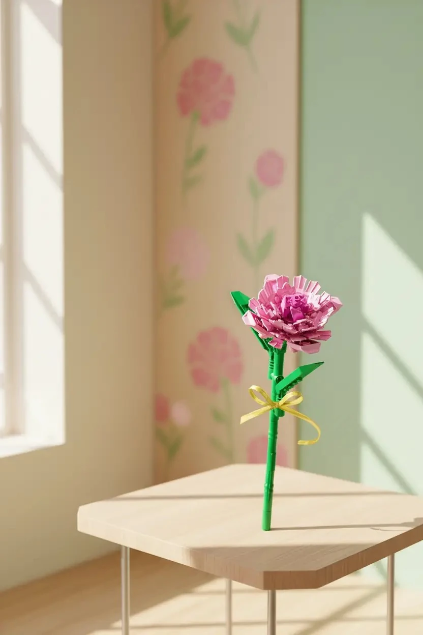 Miniso Lisanslı Çiçek Serisi Karanfil İnşa Blokları Seti ABS Dekoratif Çiçek Yapım Bloğu