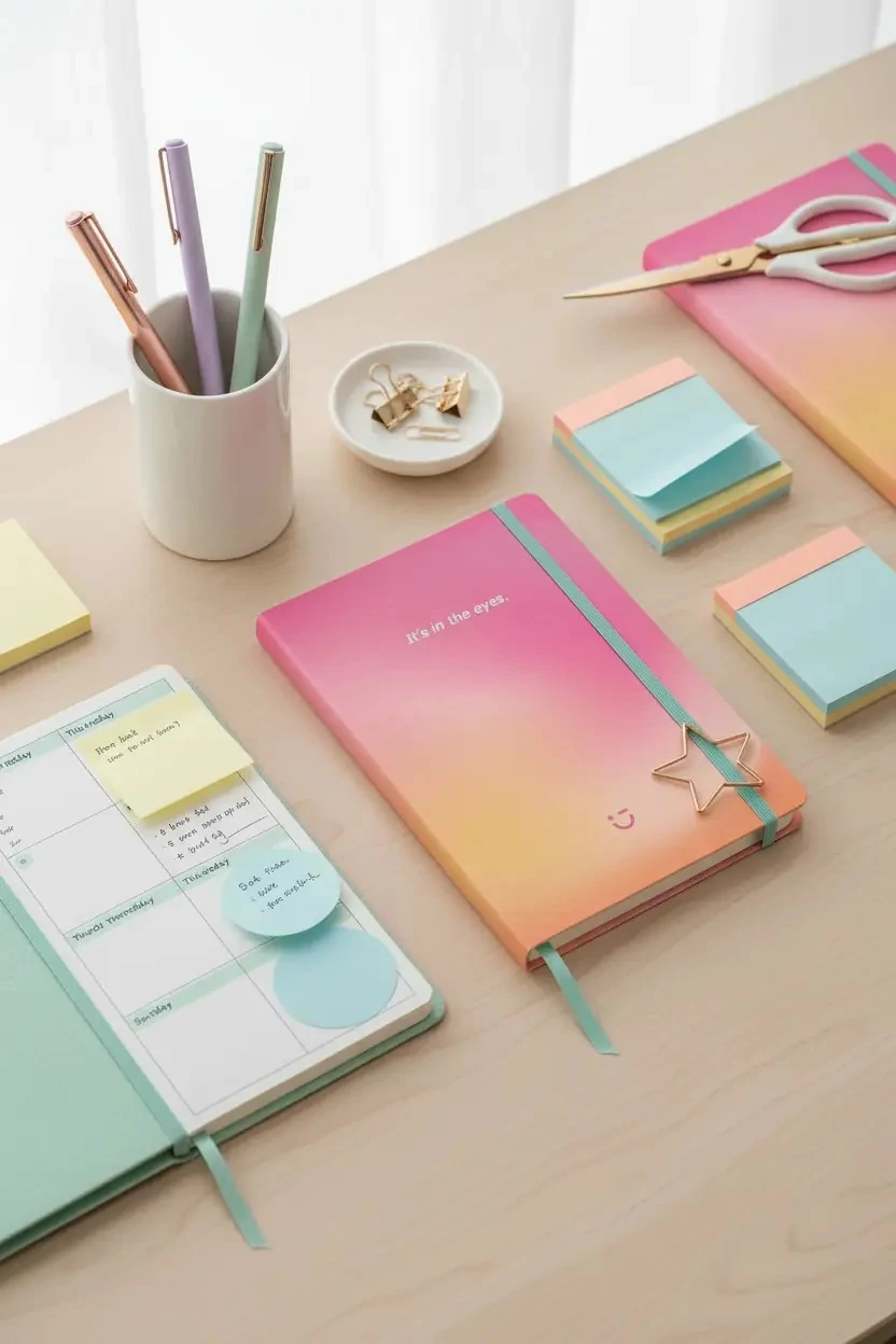Miniso Lisanslı Aurora Serisi Planlayıcı Defter 80 Yaprak Şık Tasarım Pembe A5