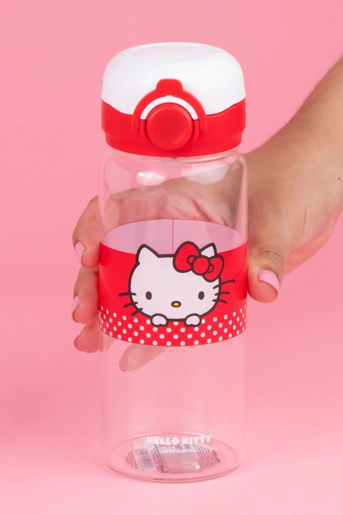 Hello Kitty Lisanslı Elma Koleksiyonu Otomatik Kapaklı Cam Şişe - 410ml