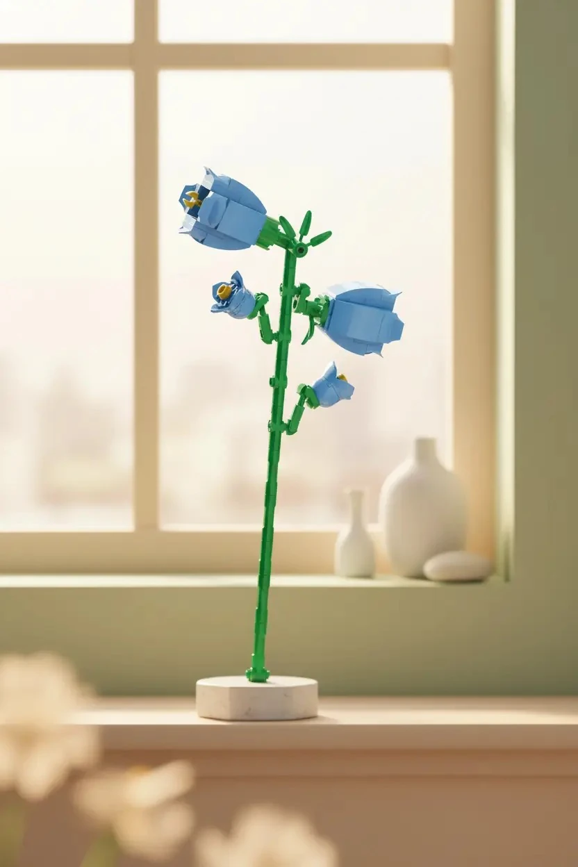 Miniso Lisanslı Çiçek Serisi Çan Çiçeği İnşa Blokları Seti ABS Dekoratif Çiçek Yapım Bloğu
