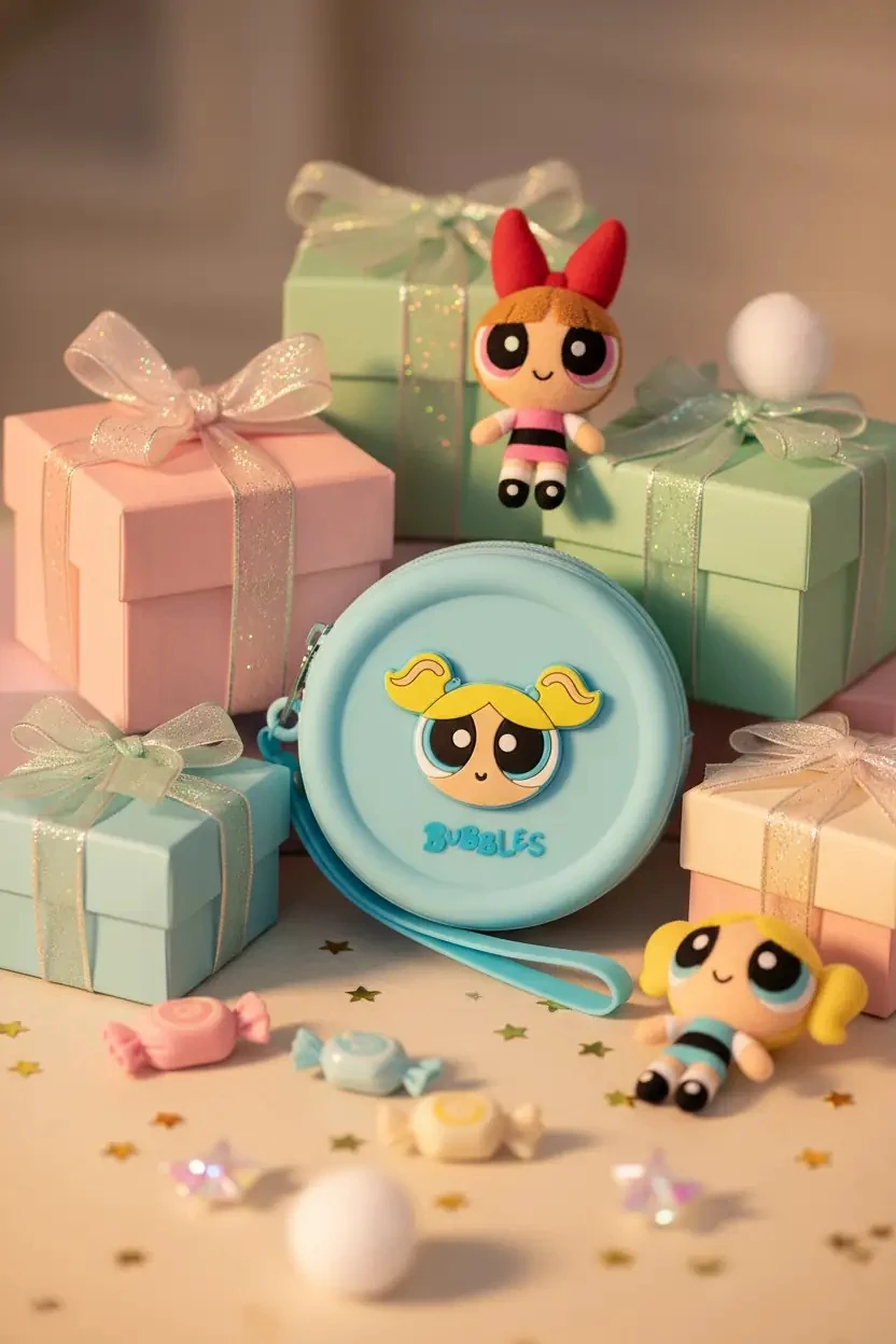 Powerpuff Girls Lisanslı Bubbles Bozuk Para Çantası – Neşeli Tasarım 10 Cm