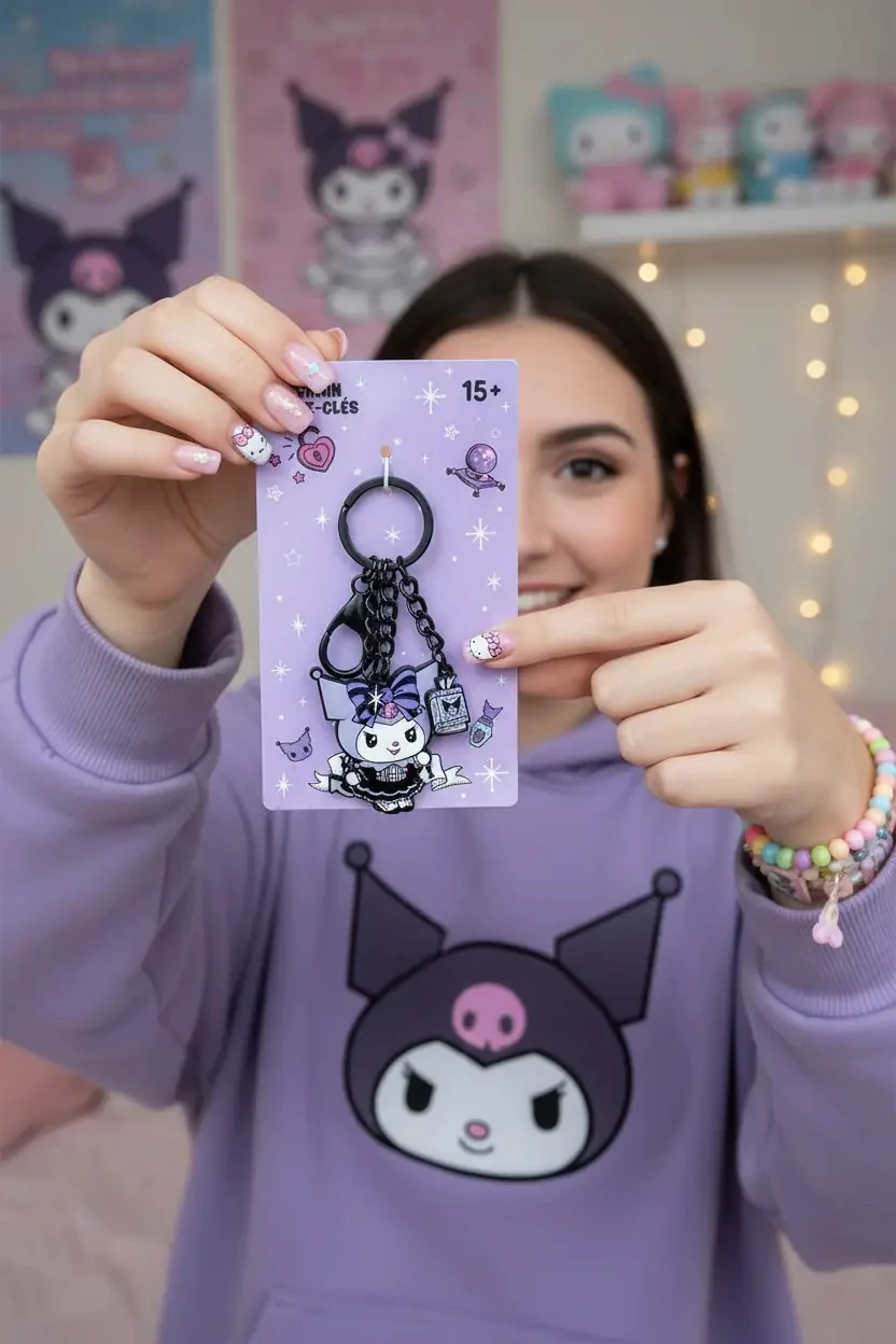 Sanrio Lisanslı Kuromi Metal Anahtarlık