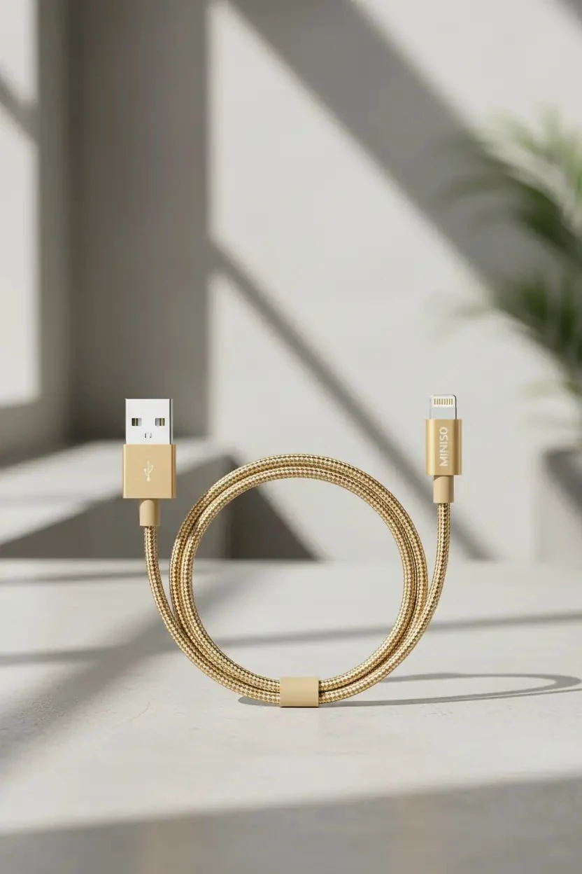 Miniso Lisanslı Lightning Usb Şarj Kablosu 100 CM Gold 2.4A