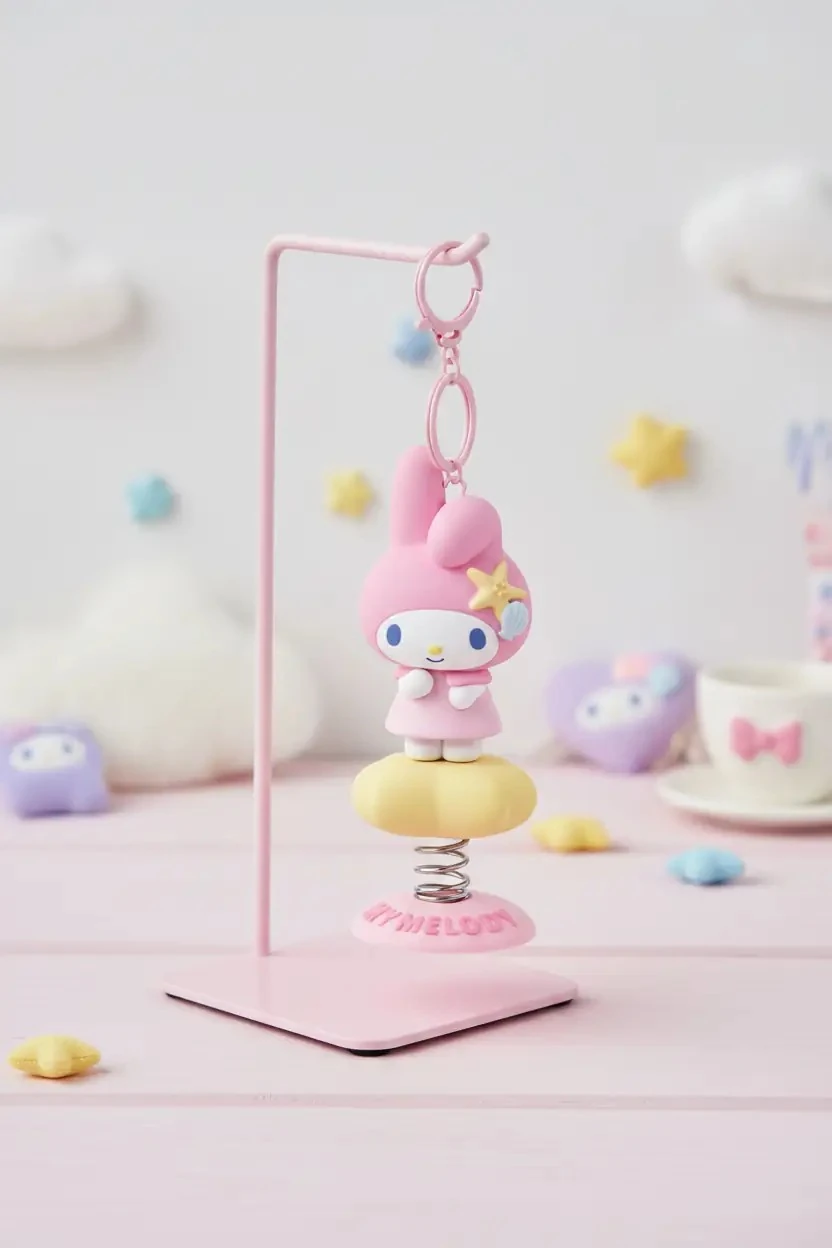 Sanrio Lisanslı Okyanus Hazinesi Hareketli Araba Süsü - My Melody Figürlü Yaylı Dikiz Aynası Aksesuarı