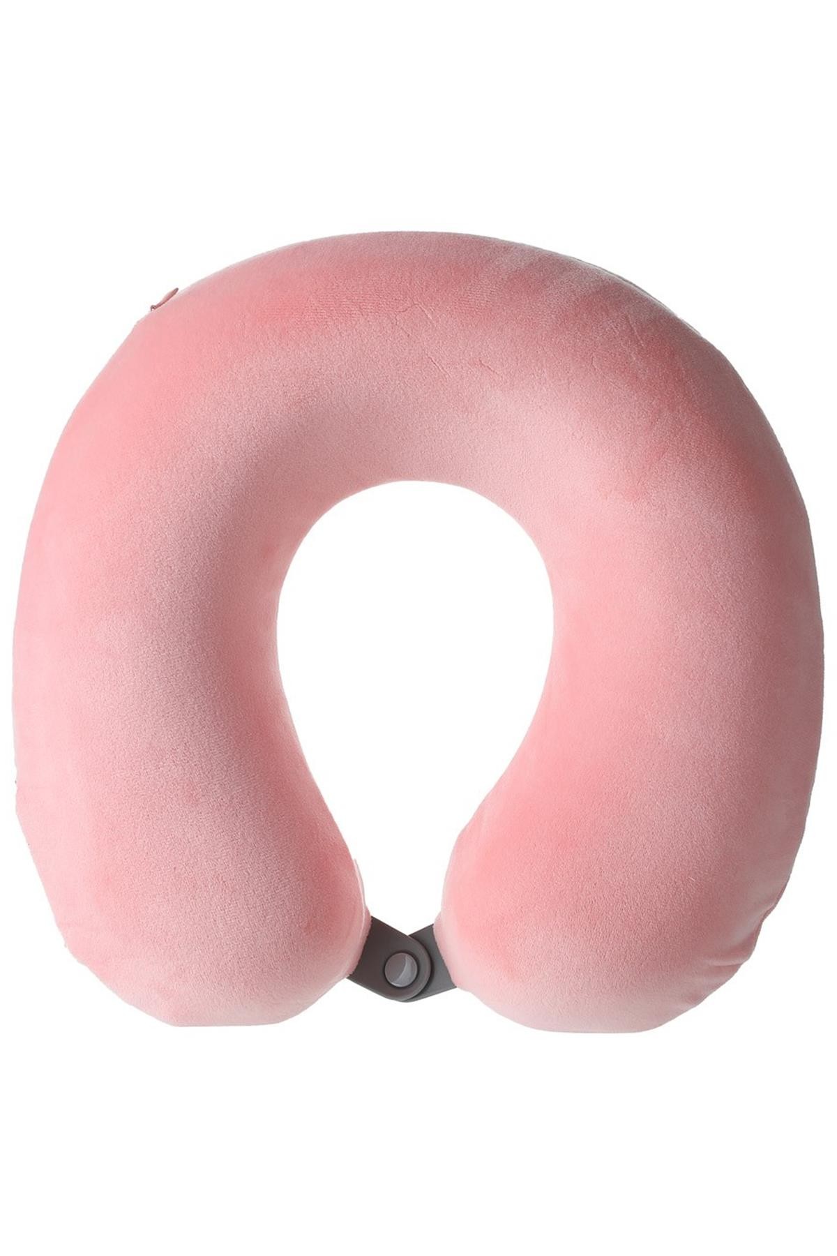 Çift Renkli Hafızalı Sünger Boyun Yastığı,Seyahat Yastığı - Pembe
