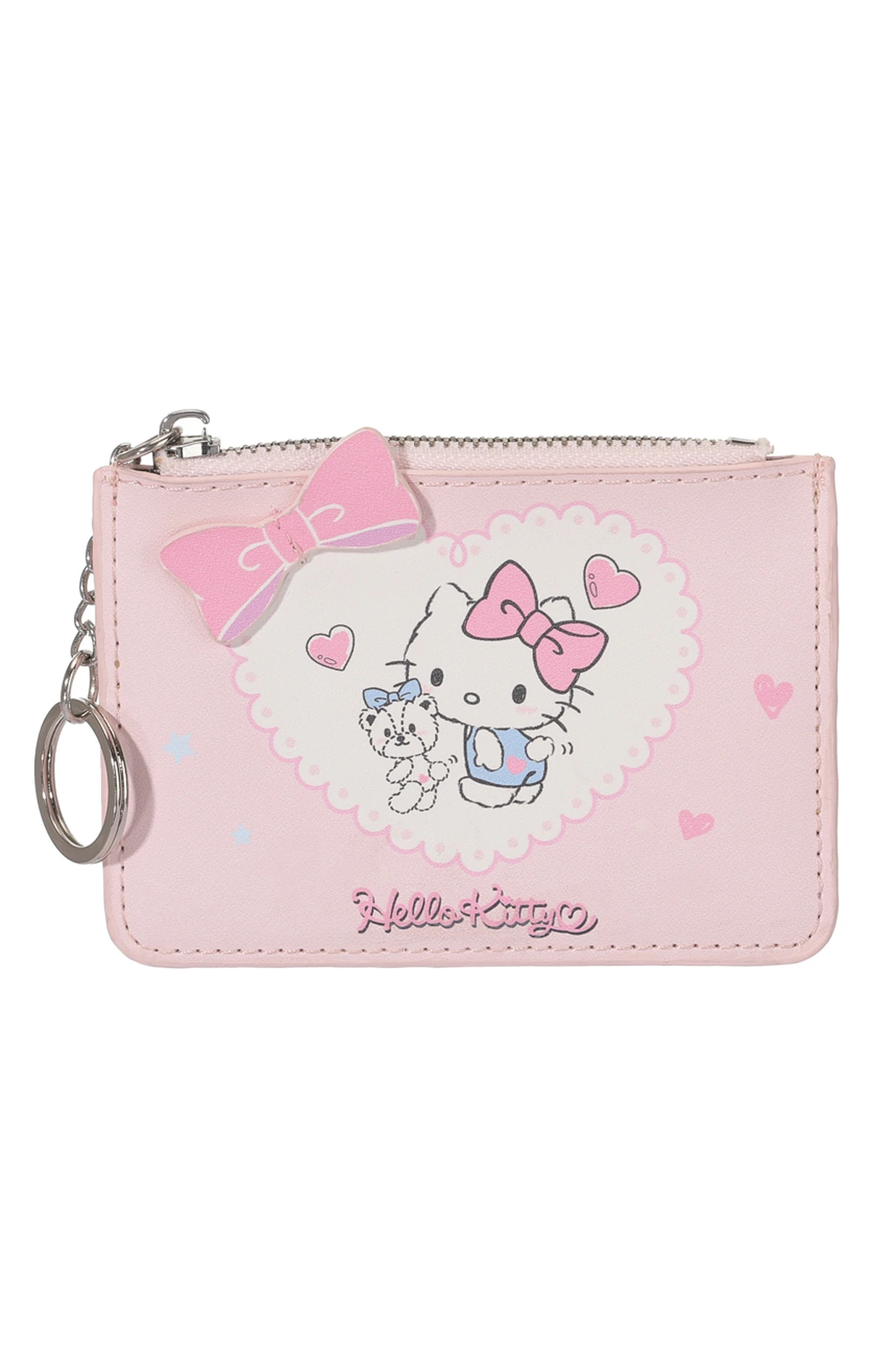 Sanrio Lisanslı Hello Kitty Pembe Fiyonklu Kartlık Cüzdan