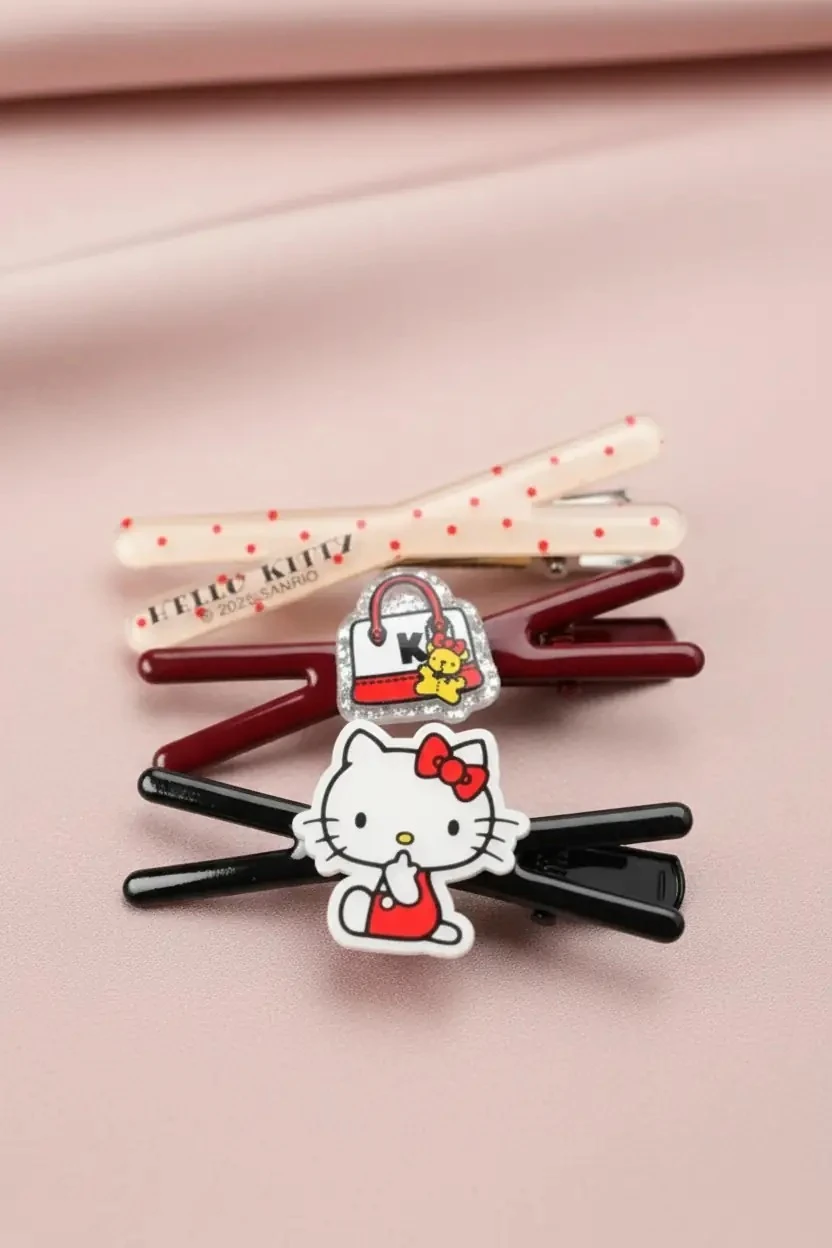 Sanrio Lisanslı Hello Kitty Saç Tokası Seti 3 Adet Renkli Ve Sevimli Aksesuar