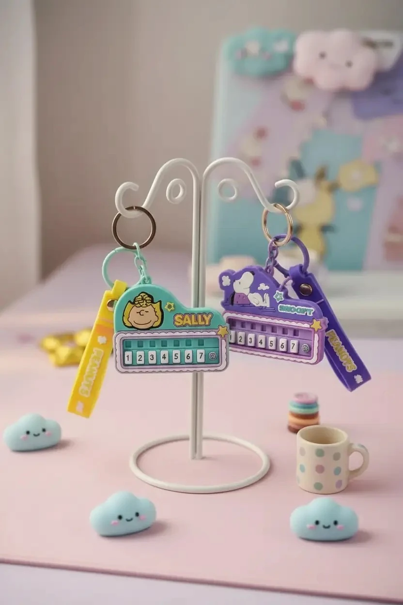 Snoopy Lisanslı Mini Piyano Figürlü Anahtarlık Aksesuar 6,9 Cm