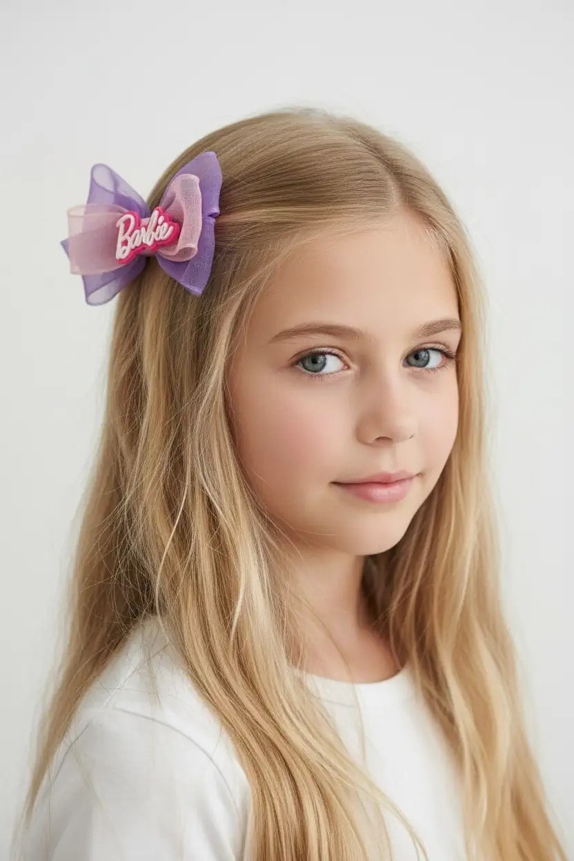 Barbie Lisanslı Tüllü Fiyonk Saç Tokası Seti (2'li)