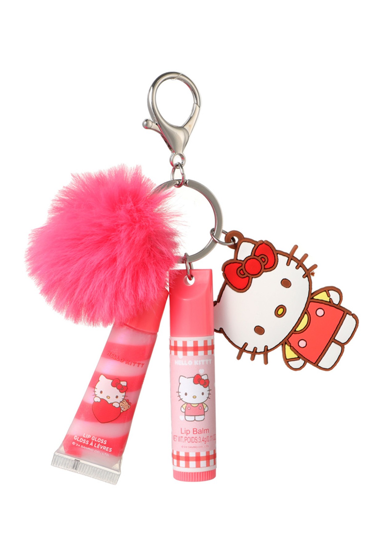 Sanrio Lisanslı Ponpon Anahtarlıklı Dudak Bakım Seti - Hello Kitty