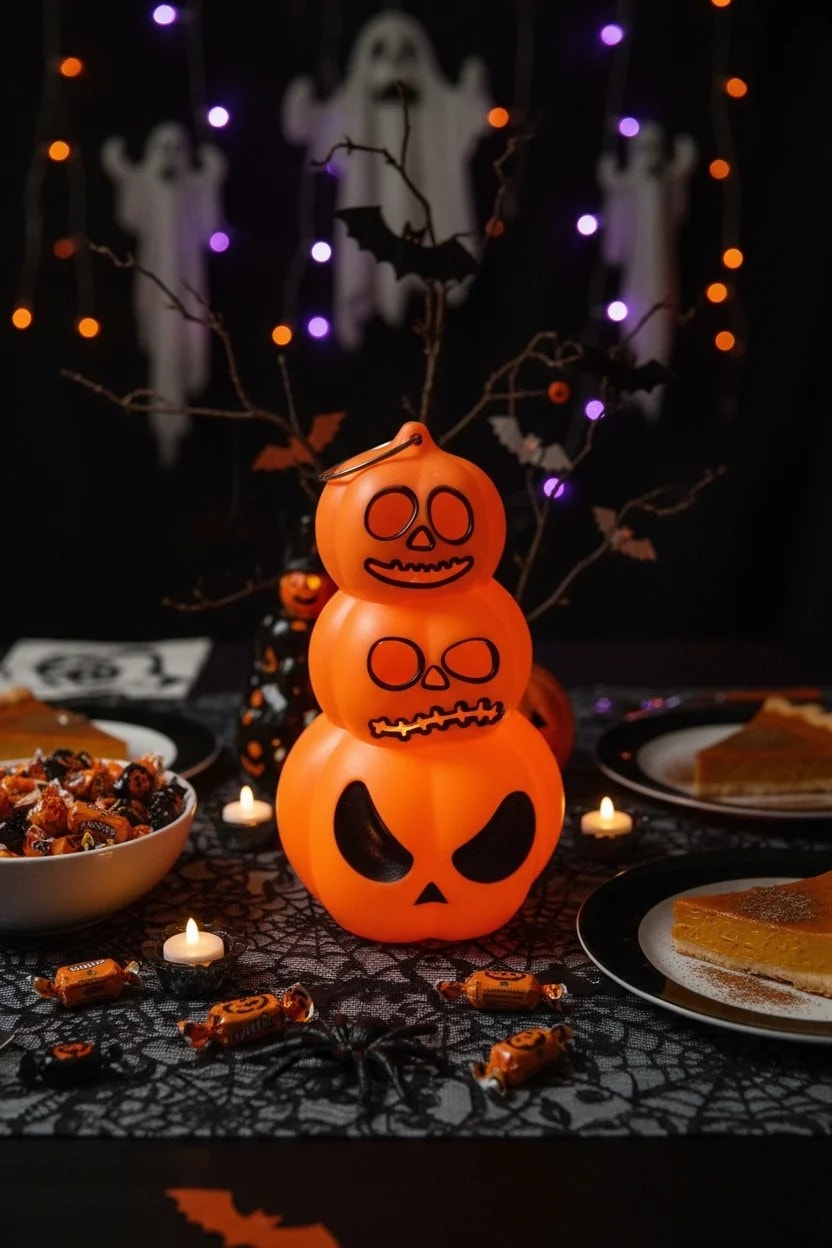 Halloween 3 Katlı Balkabağı Işıklı Küçük