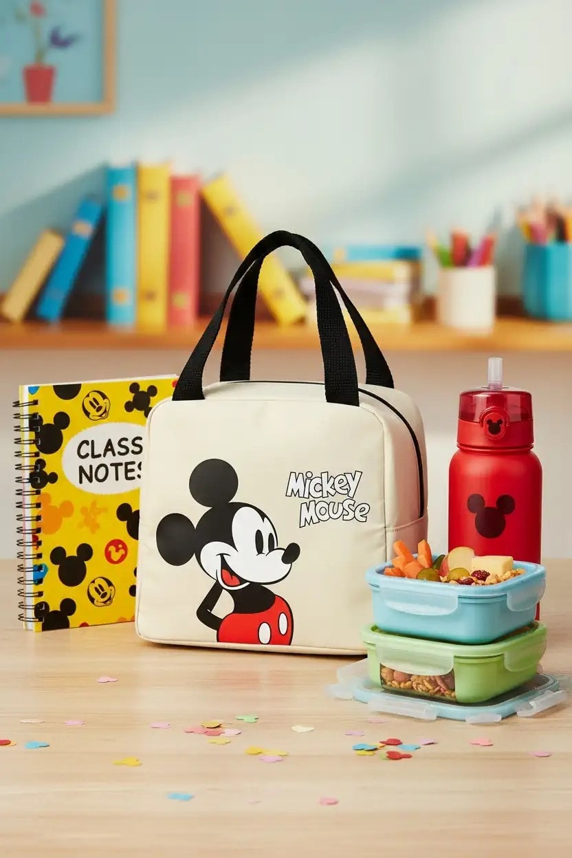 Mickey Mouse Lisanslı Kare Yiyecek Çantası - Sarı