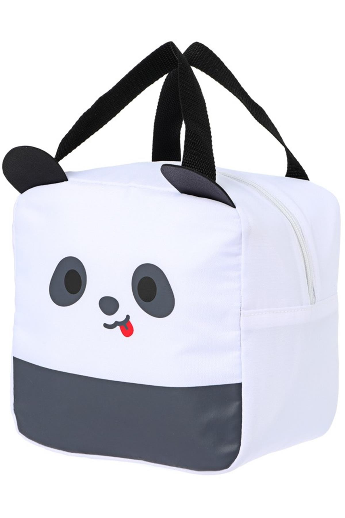 Sevimli Panda Suratlı Yiyecek Çantası - Siyah - 20Cm