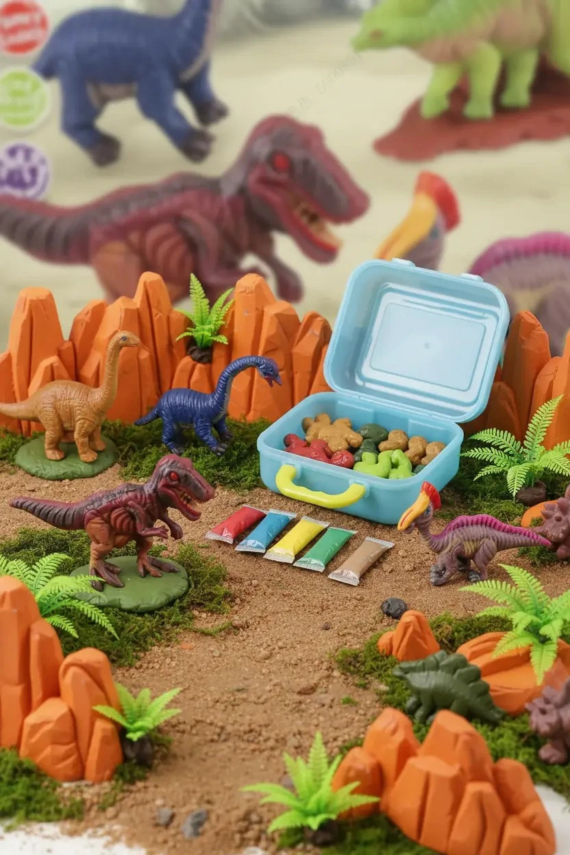 Miniso Lisanslı Bavul Modelleme Kili Seti – 12 Renk Dinozor Temalı Eğitici Oyun Seti 12,5 Cm