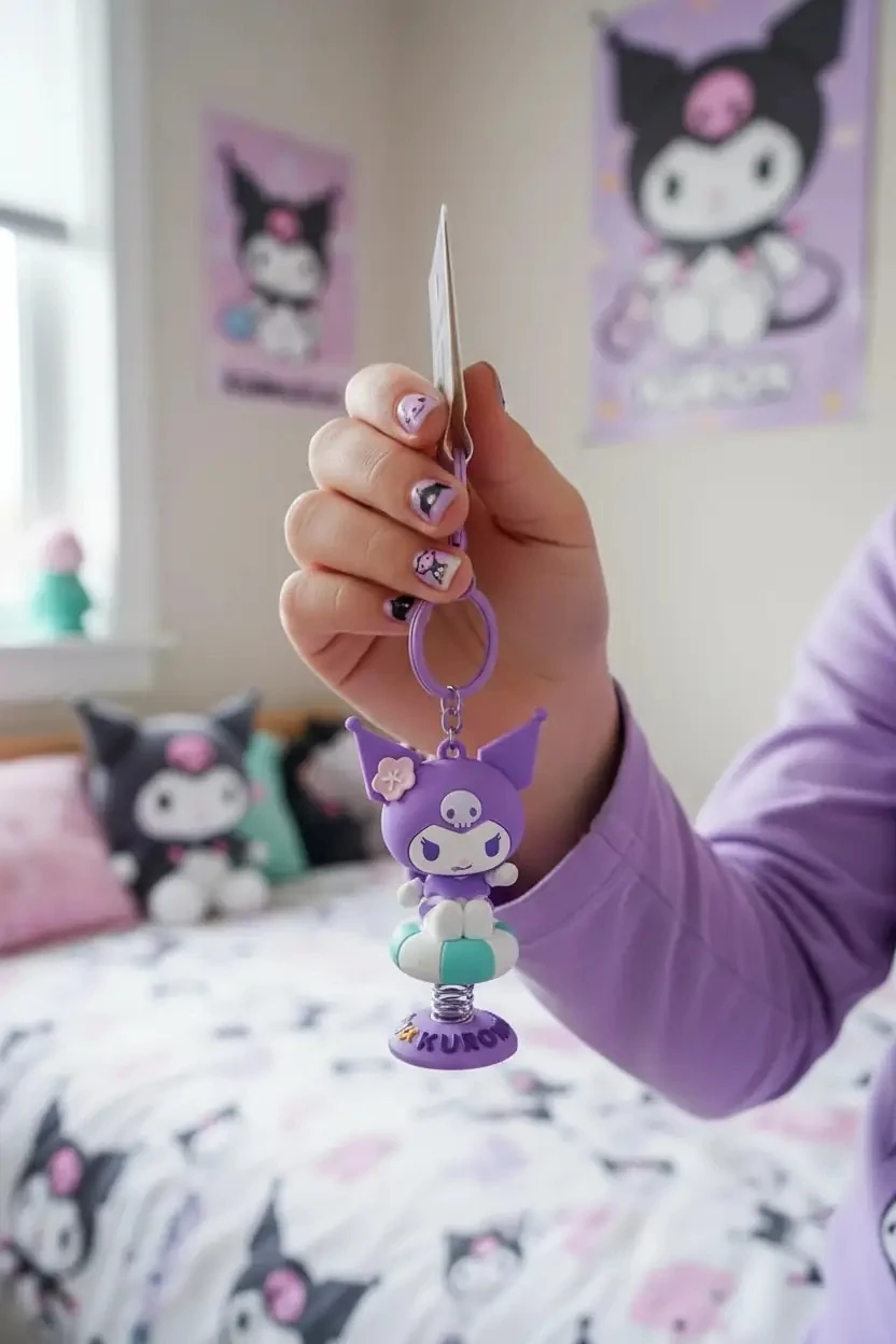 Sanrio Lisanslı Yaz Serisi Hareketli Anahtarlık - Kuromi