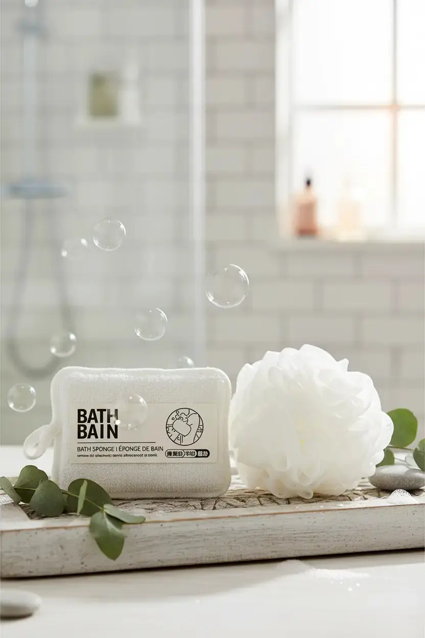 MINISO Lisanslı Çift Taraflı Vücut Ovma Süngeri – Orta Sertlik Banyo Duş Kese Süngeri