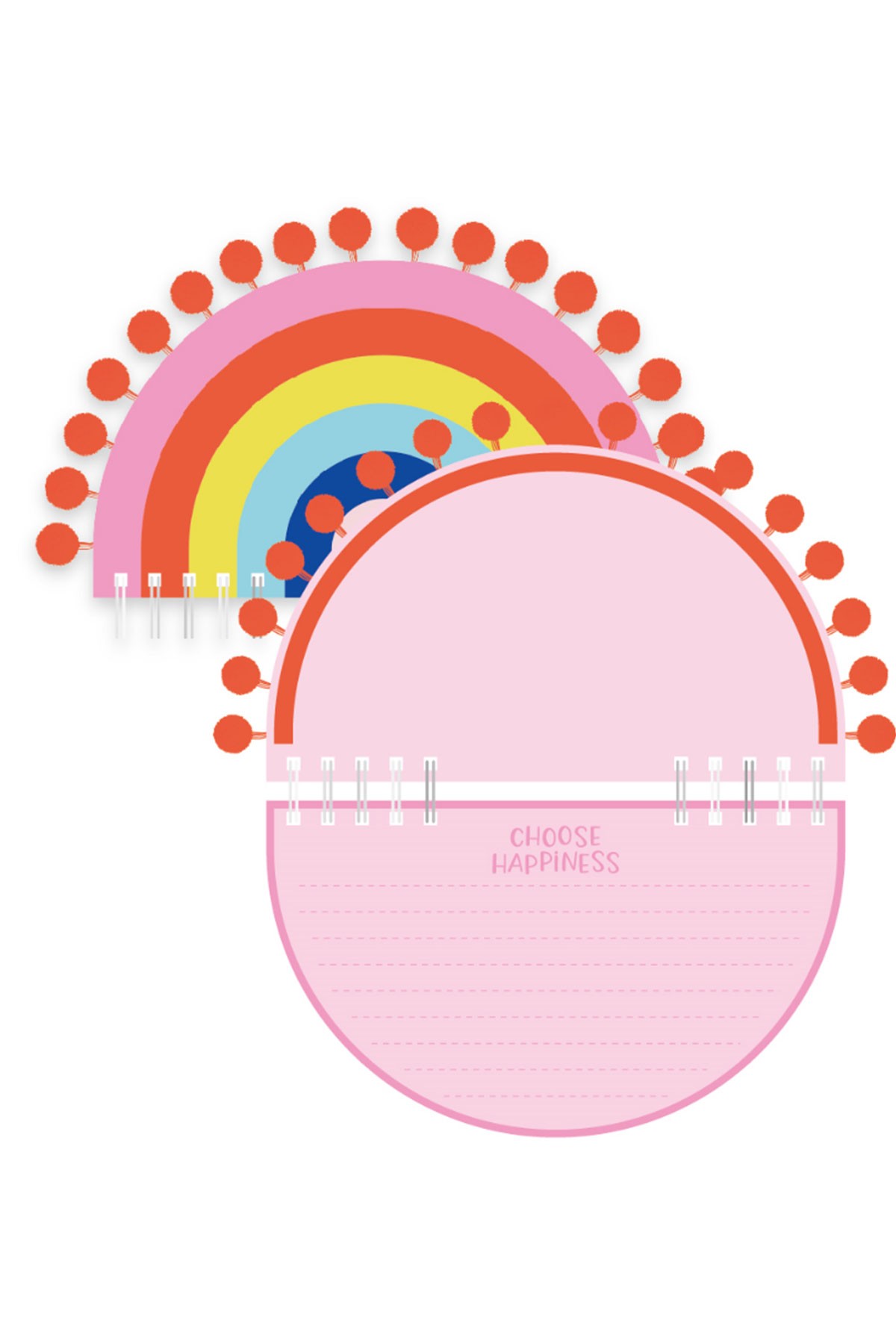 Yaz Renkleri Serisi Ponponlu Telli Defter (50 Yaprak) - Pembe