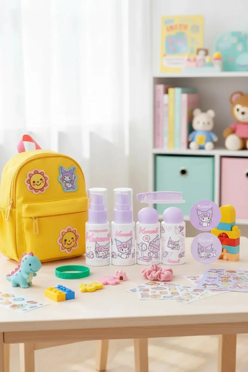 Sanrio Lisanslı Kuromi Seyahat Seti Boş Kozmetik Şişeleri 17.5 Cm