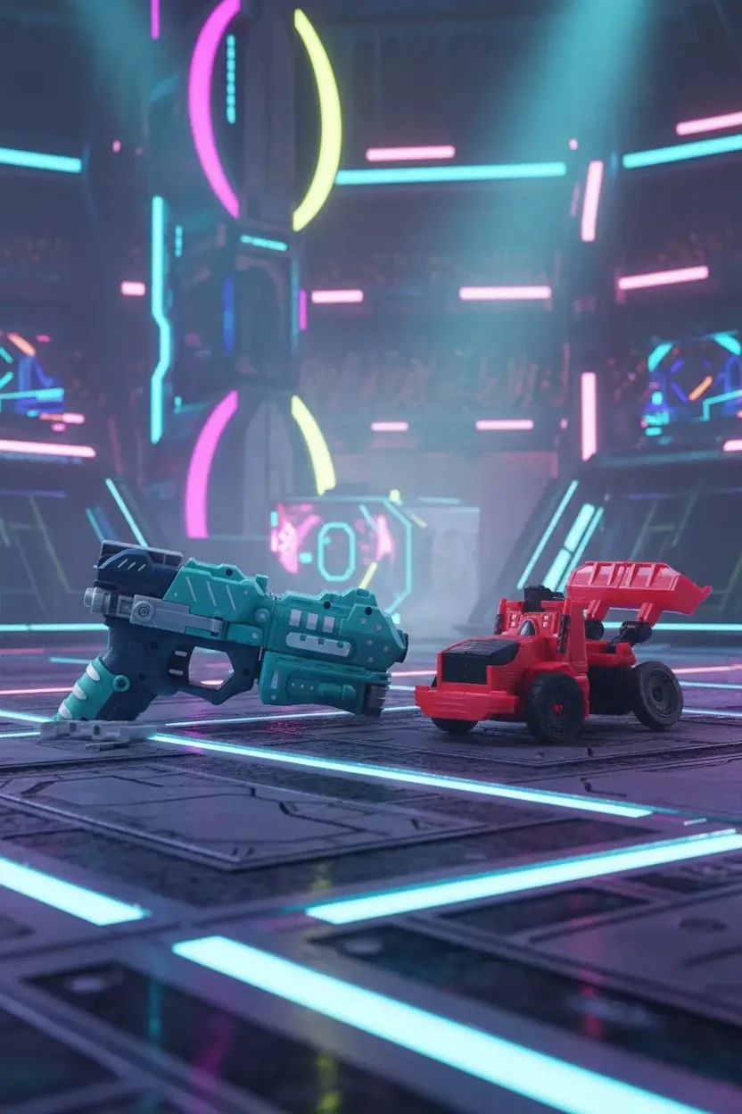 Miniso Lisanslı Transformation Seti – Kırmızı Robot ve Yeşil Tabanca İçerikli Dayanıklı PP Malzeme Aksiyon Oyuncak Seti 39.5 Cm