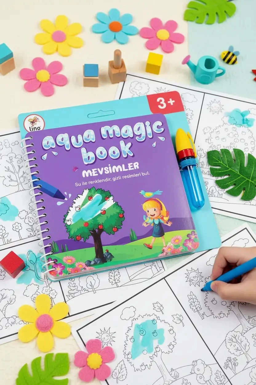 Lino Aqua Magic Book Mevsimler – Sihirli Ve Tekrar Kullanılabilir Boyama Kitabı