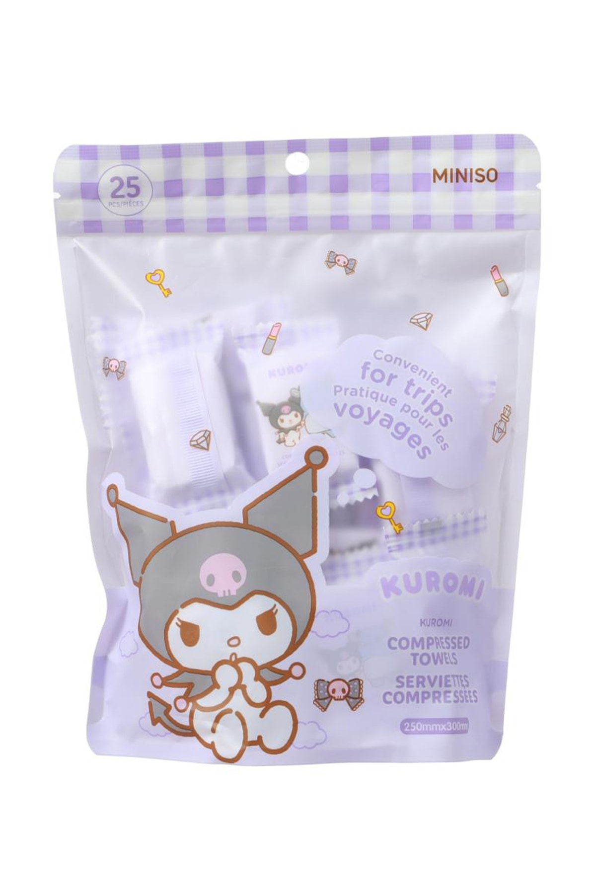 Sanrio Lisanslı Kuromi Sıkıştırılmış Havlu (25 adet)
