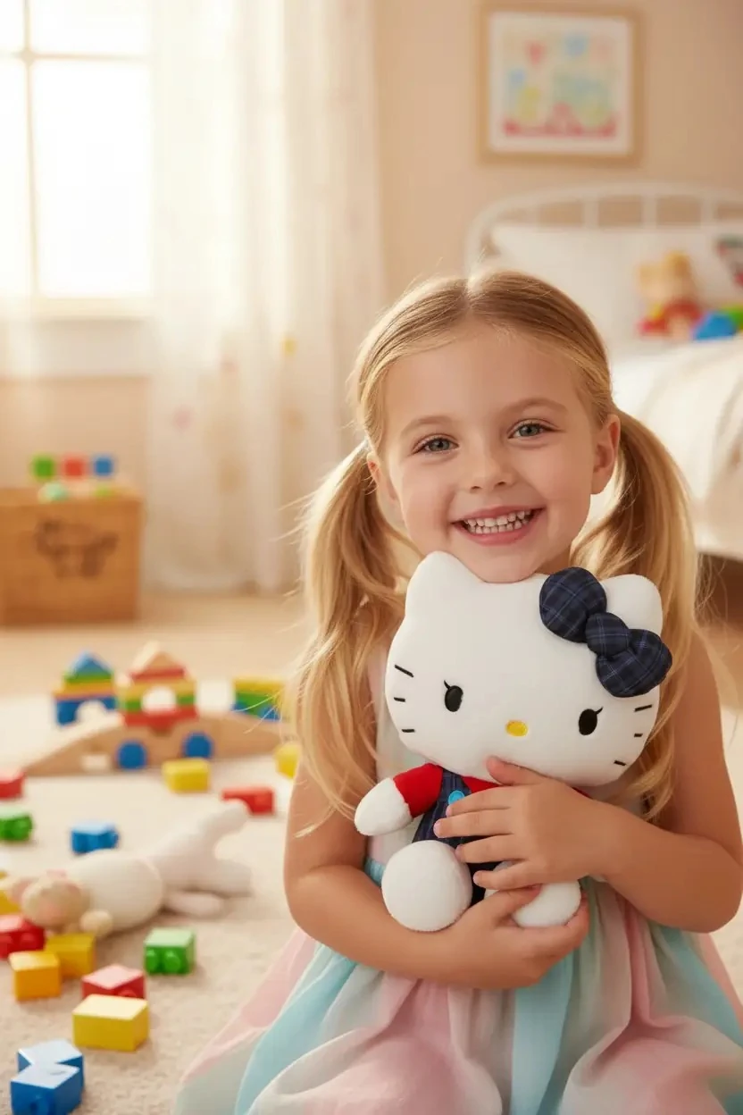 Sanrio Lisanslı Hello Kitty Peluş Oyuncak 35 Cm – Oturan Yumuşacık Kıyafetli Tasarım