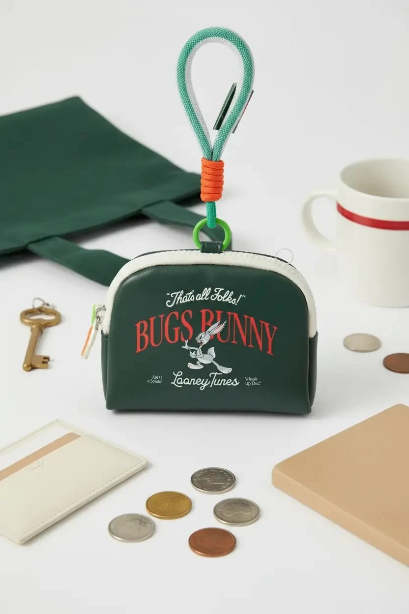 Bugs Bunny Lisanslı Retro Stil Bozuk Para Cüzdanı – Askılı & Fermuarlı