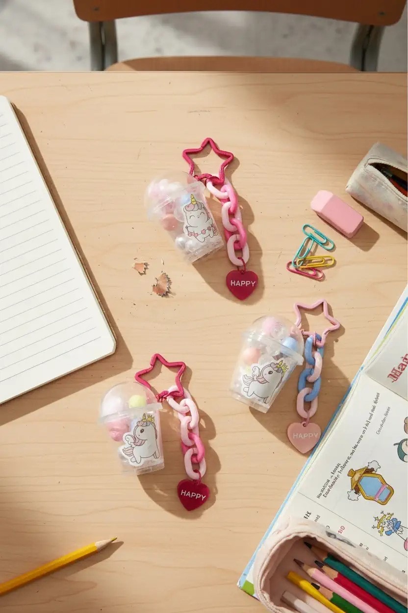 Bebek Unicorn Serisi Şişe Şekilli Anahtarlık