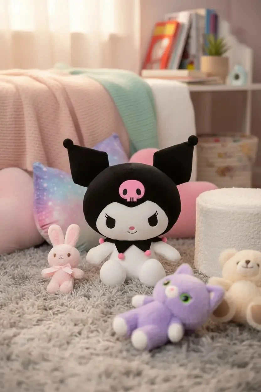 Sanrio Lisanslı Kuromi Oturan Peluş Oyuncak 40 Cm – Yumuşacık Büyük Boy