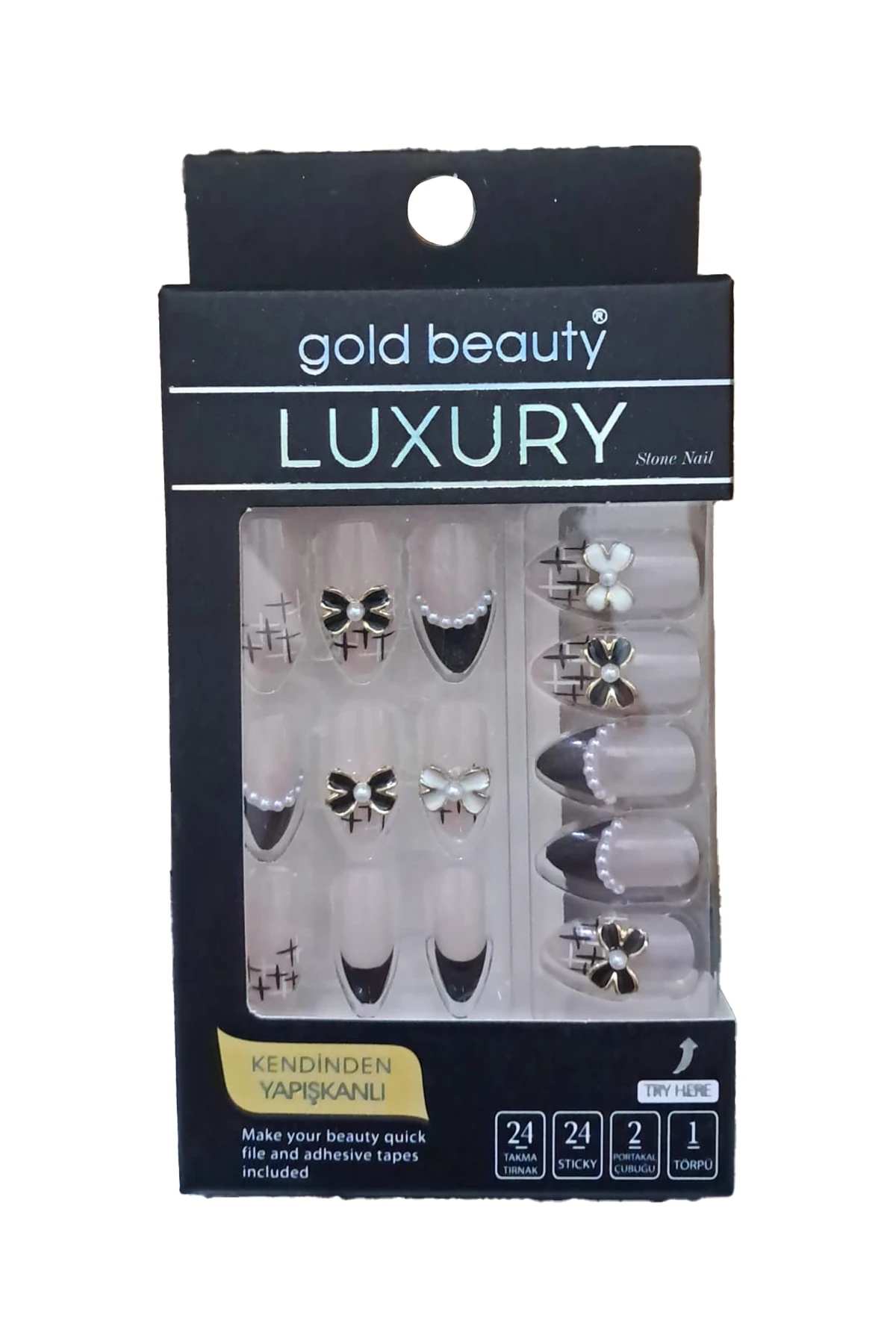 Gold Beauty Taşlı Takma Tırnak