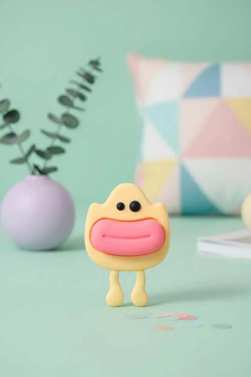 Miniso Lisanslı Büyük Ağız Figürlü Aynalı Telefon Standı – Kaymaz Silikon Masaüstü Telefon Tutucu 11,7 Cm