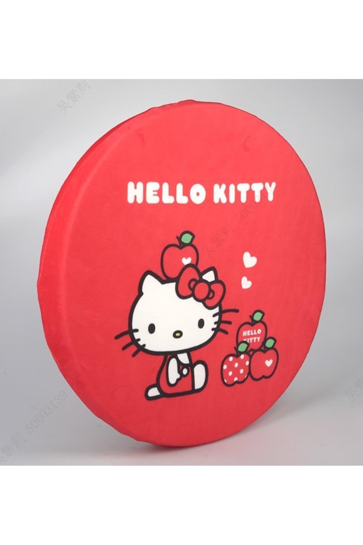 Hello Kitty Lisanslı Elma Koleksiyonu Yuvarlak Yastık - Sandalye Minderi